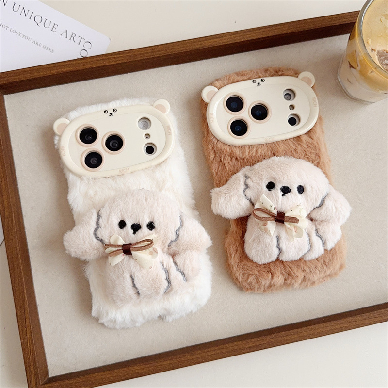 Usb Charger - 3D Cartoon Bowknot Puppy Warm Fluffy