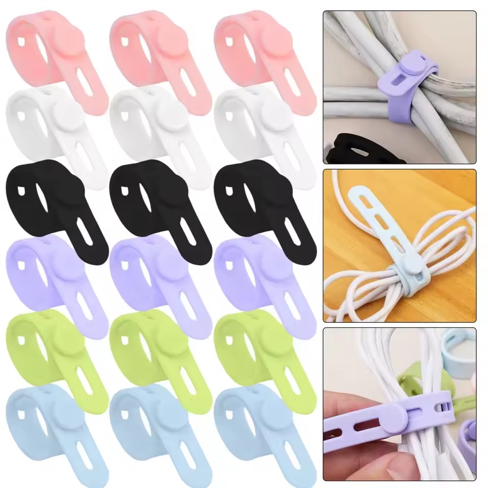 Cable Organizer - Desk Cable Organizer Reusable Silicone Cable