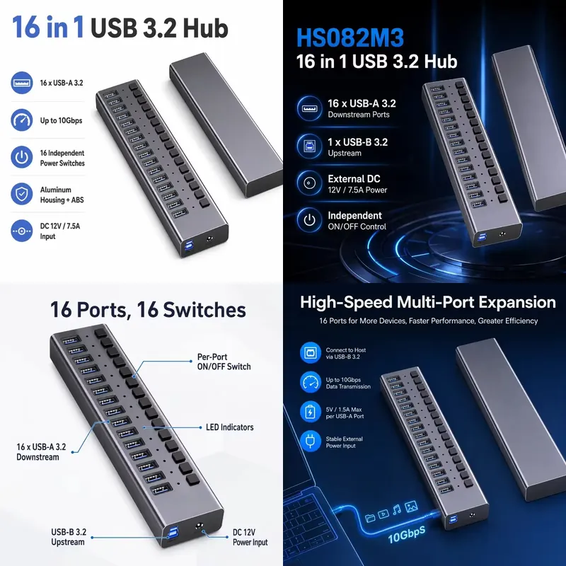 AP01 for 16-Port Powered USB 3 - огляд і ціна Usb Hub