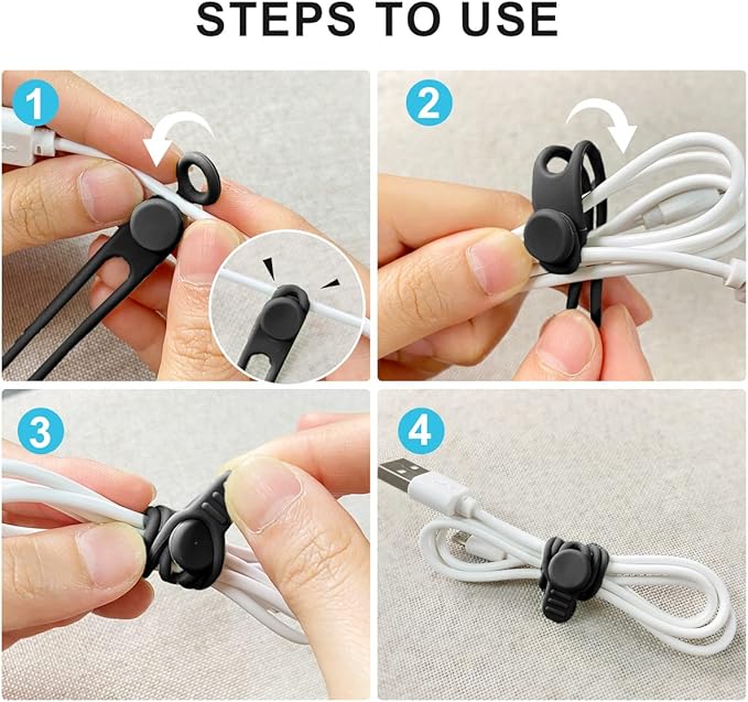 10pcs Silicone Cable Ties,Cord - огляд і ціна Cable Organizer